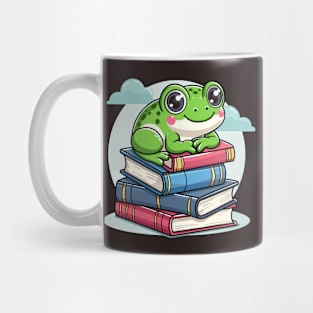 Book Lover Frog on Books Mug